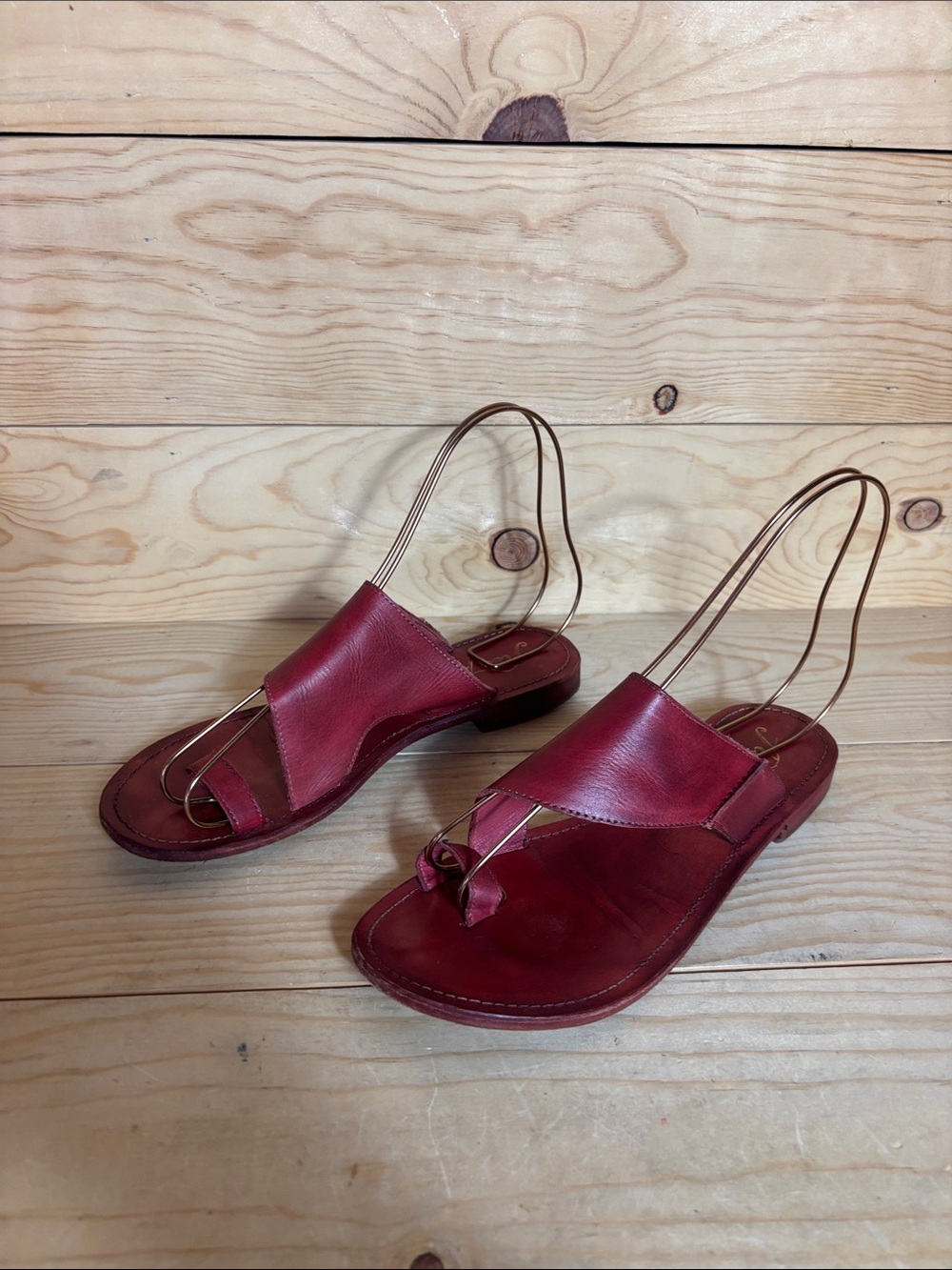 Free People red leather sandals size 39